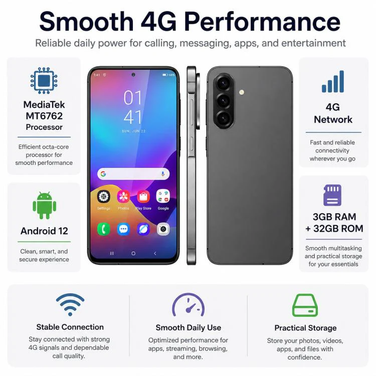 W&O X56, 3GB+32GB, 6.75 inch Android 12.0 Mediatek MT6762 Octa Core, Network: 4G, OTG, Plug:UK Plug(Black) - Image 8