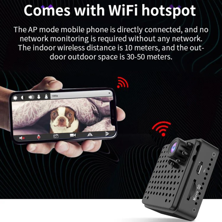 W18 1080P HD WiFi Smart Mini Security Camera, Support 155 Degrees Wide Angle & Motion Detection & Infrared Night Vision & TF Card - Image 18
