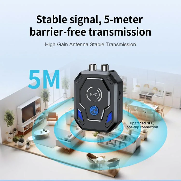 W24 AUX + RCA Dual Port & TF Card Slot NFC Bluetooth 5.4 Audio Transceiver Car Audio Adapter - Image 2