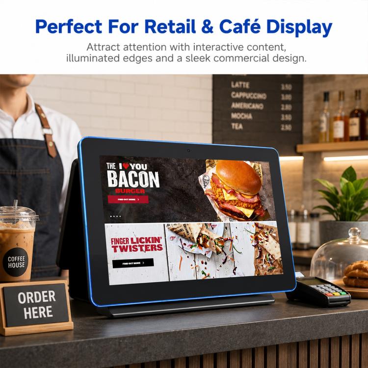 WA1059T 10.1 inch HD Touch Screen Digital Signage with Light, 4GB+32GB, Android 14 RK3576S Quad Core, Plug:UK Plug(Black) - Image 11