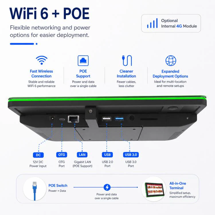 WA1059T 10.1 inch HD Touch Screen Digital Signage with Light, 4GB+32GB, Android 14 RK3576S Quad Core, Plug:US Plug(Black) - Image 8