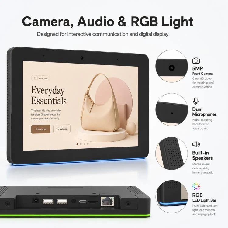 WA8059T 8 inch HD Touch Screen Digital Signage with LED, 4GB+32GB, Android 14 RK3576S Octa Core, Plug:EU Plug(Black) - Image 11