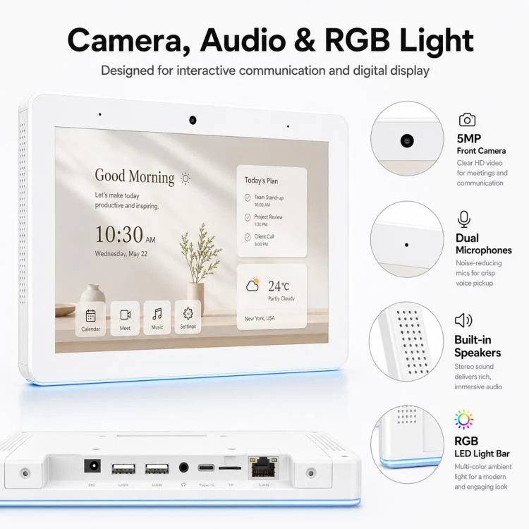WA8059T 8 inch HD Touch Screen Digital Signage with LED, 4GB+32GB, Android 14 RK3576S Octa Core, Plug:EU Plug(White) - Image 11