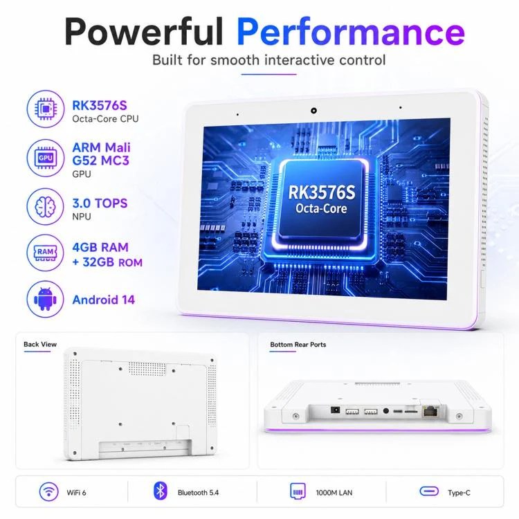 WA8059T 8 inch HD Touch Screen Digital Signage with LED, 4GB+32GB, Android 14 RK3576S Octa Core, Plug:EU Plug(White) - Image 7