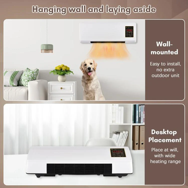 Wall Mounted Air Conditioner Fan Household Cooling & Heating Fan Electric Heater Natural Gentle Breeze US 3-Pin Plug - Image 4