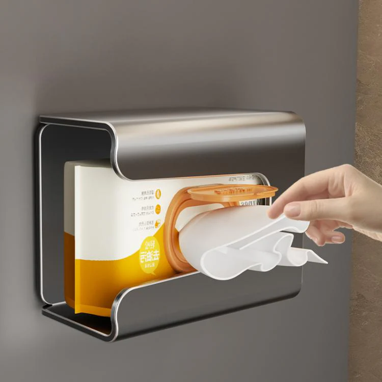 Wall Mounted Magnetic Tissue Holder No Drilling Carbon Steel Facial Tissue Box(Gun Metal)