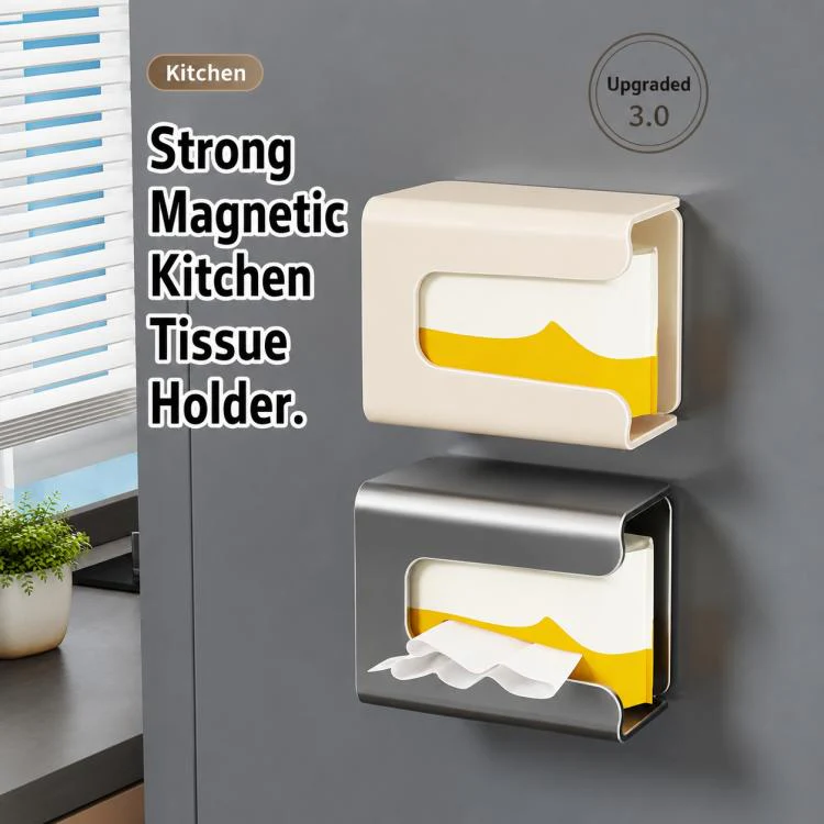 Wall Mounted Magnetic Tissue Holder No Drilling Carbon Steel Facial Tissue Box(Gun Metal) - Image 5