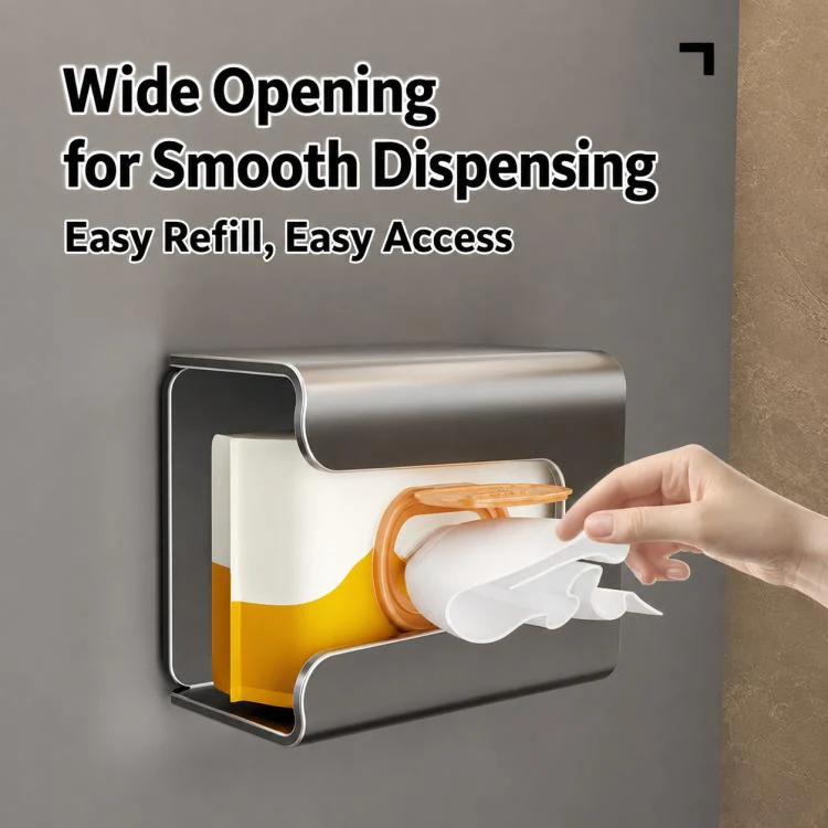 Wall Mounted Magnetic Tissue Holder No Drilling Carbon Steel Facial Tissue Box(Gun Metal) - Image 9