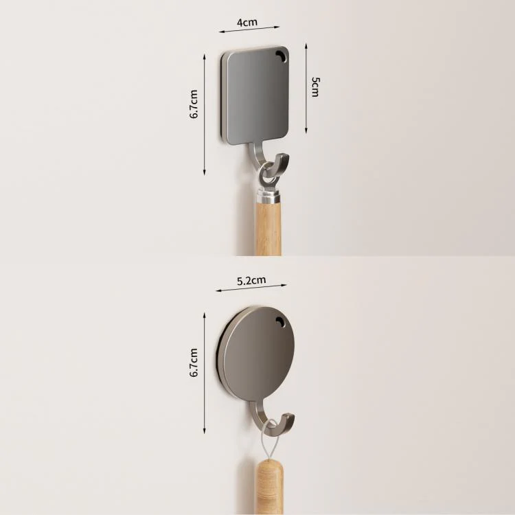Wall Mounted No Drilling Magnetic Square Metal Hook, Type:5pcs Pack(Gray) - Image 2