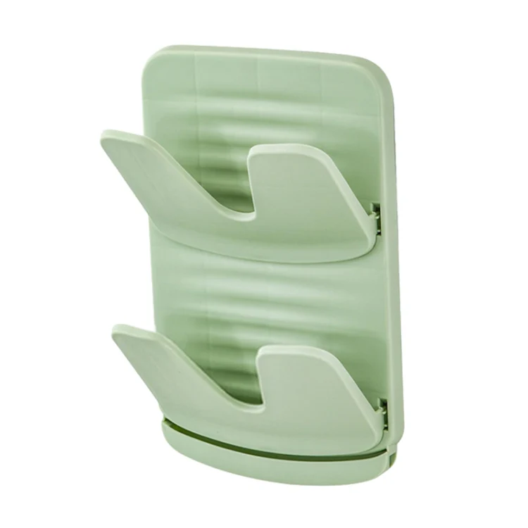 Wall Mounted Pot Lid Holder Kitchen Double Layer Multifunctional Folding Rack(Green)