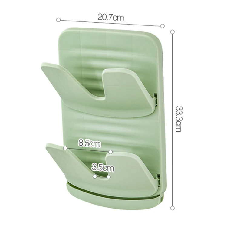 Wall Mounted Pot Lid Holder Kitchen Double Layer Multifunctional Folding Rack(Green) - Image 3