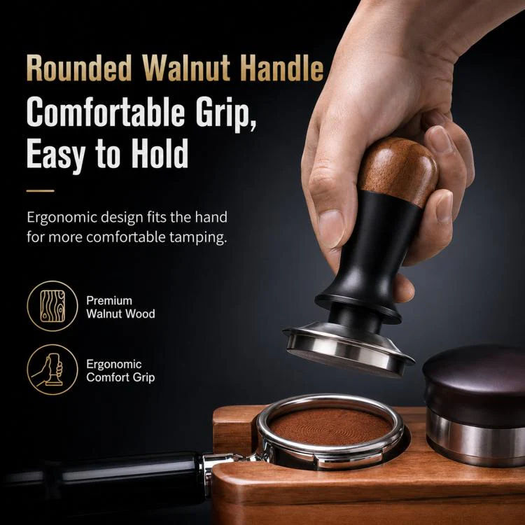 Walnut Wood Handle Coffee Constant Force Tamper(51mm Threaded Bottom) - Image 5