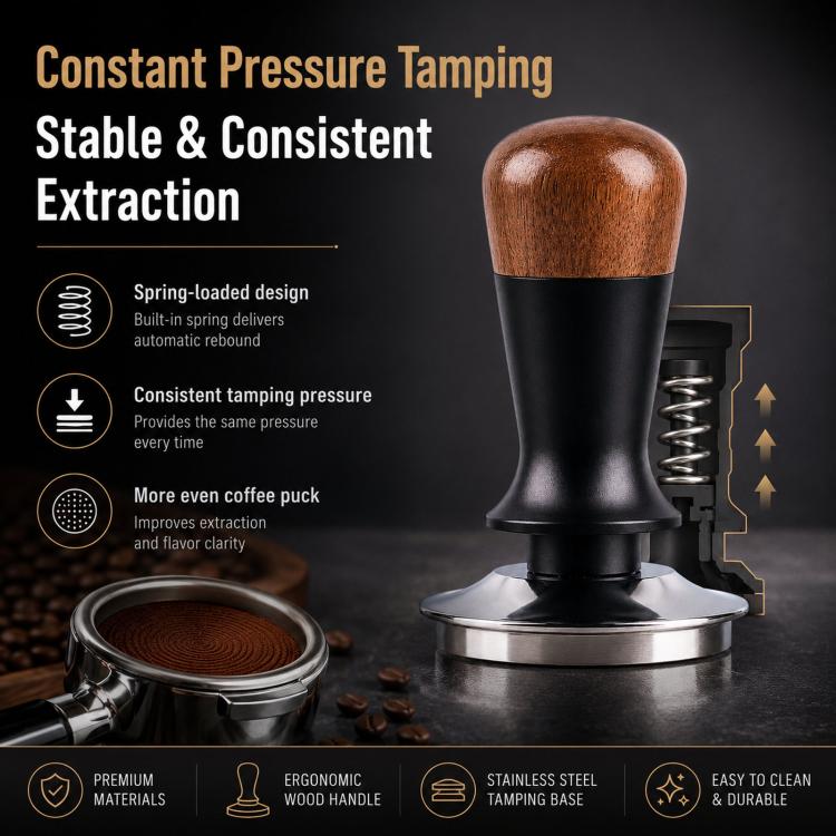 Walnut Wood Handle Coffee Constant Force Tamper(51mm Threaded Bottom) - Image 7