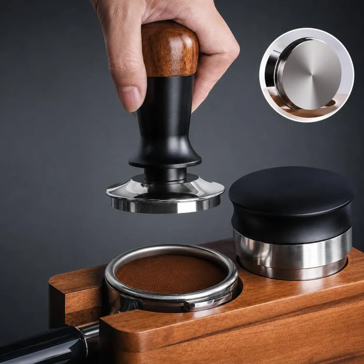 Walnut Wood Handle Coffee Constant Force Tamper(53mm Flat Bottom)
