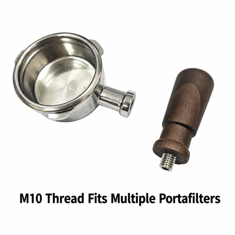 Walnut Wooden Handle Replacement Compatible with M10 Espresso Portafilters(71mm) - Image 3