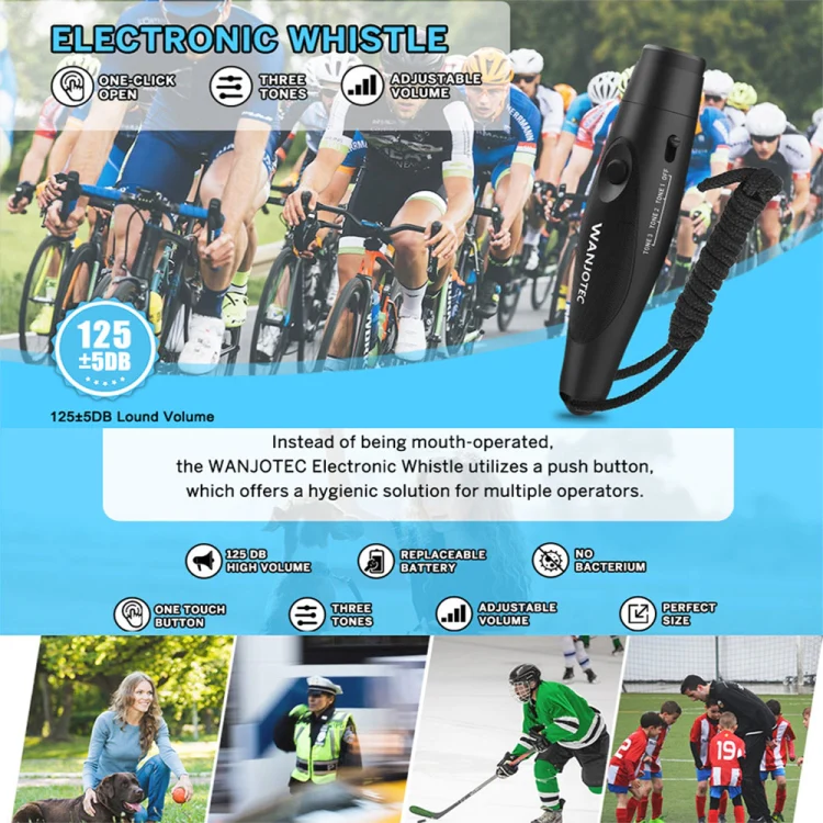 WANJOTEC EW001 Large Volume Outdoor Training Referee Coach Electronic Whistle, Color: Black Red - Image 2