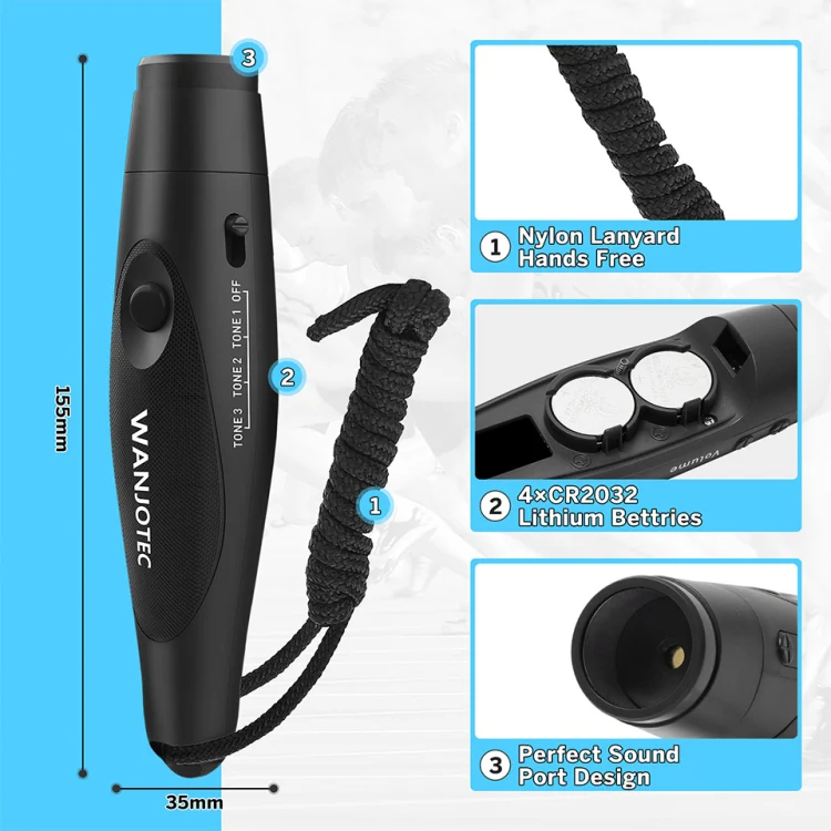 WANJOTEC EW001 Large Volume Outdoor Training Referee Coach Electronic Whistle, Color: Black Red - Image 3