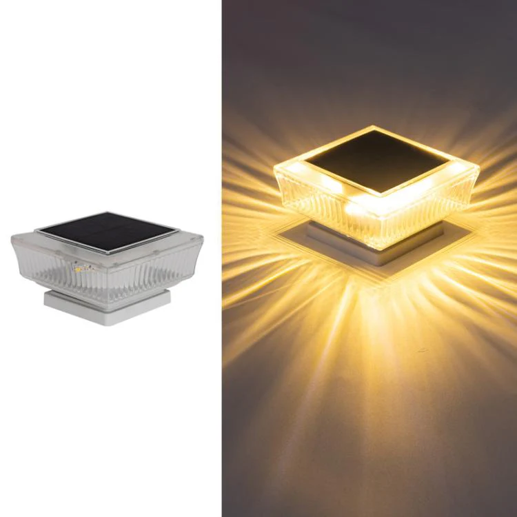Waterproof Solar-Powered LED Pillar Light For Outdoor Courtyard Lighting(Striped Warm Light) - Image 2