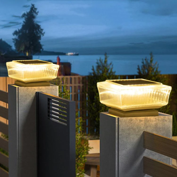 Waterproof Solar-Powered LED Pillar Light For Outdoor Courtyard Lighting(Striped Warm Light) - Image 6
