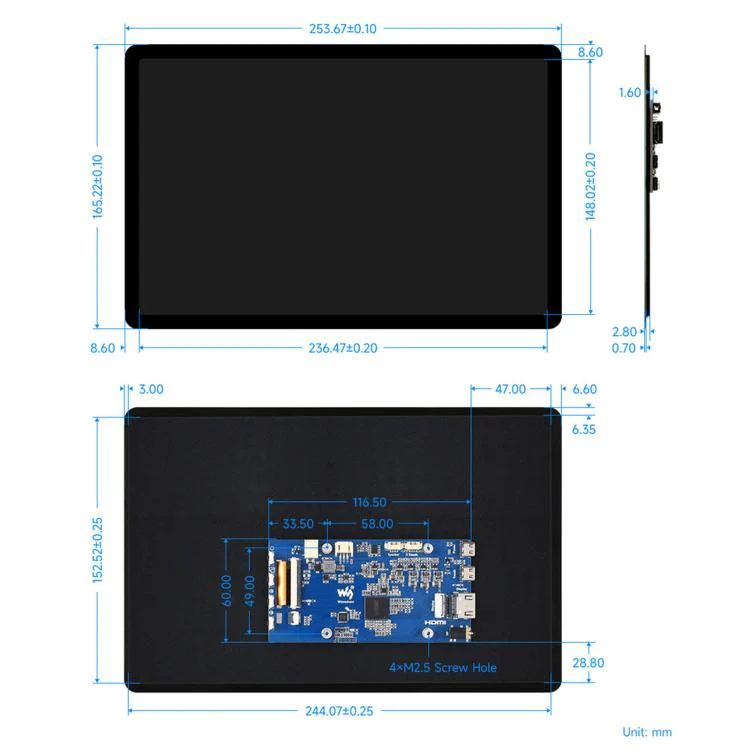 Waveshare 11EP-CAPLCD 11inch Capacitive Touch Display 1920×1200 Resolution, 10-Point Touch US Plug - Image 12