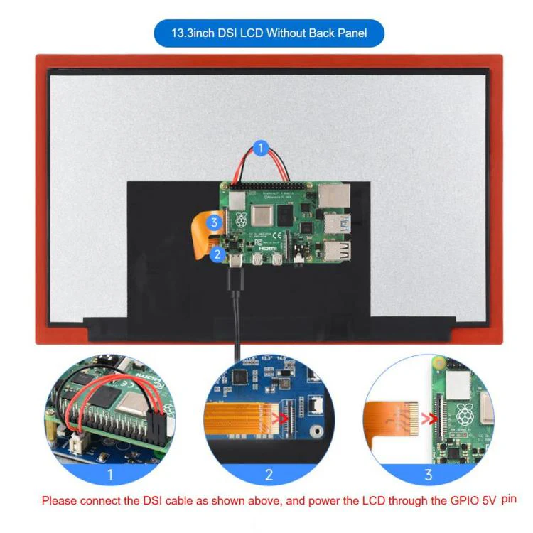 WAVESHARE 13.3 inch High Resolution DSI Capacitive Touch Display, 1920 × 1080, IPS, Toughened Glass Panel, DSI Interface, 10-Point Touch, Spec: Without Back Panel - Image 10
