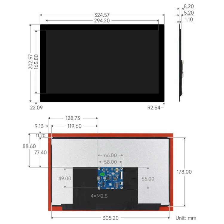 WAVESHARE 13.3 inch High Resolution DSI Capacitive Touch Display, 1920 × 1080, IPS, Toughened Glass Panel, DSI Interface, 10-Point Touch, Spec: Without Back Panel - Image 13