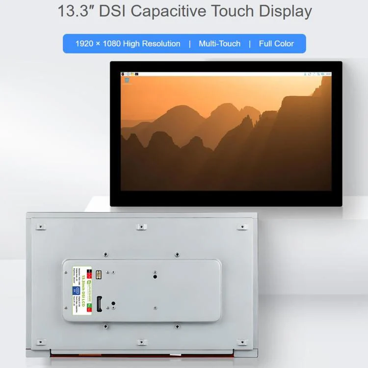 WAVESHARE 13.3 inch High Resolution DSI Capacitive Touch Display, 1920 × 1080, IPS, Toughened Glass Panel, DSI Interface, 10-Point Touch, Spec: Without Back Panel - Image 2
