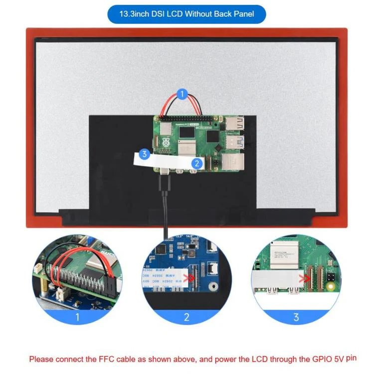 WAVESHARE 13.3 inch High Resolution DSI Capacitive Touch Display, 1920 × 1080, IPS, Toughened Glass Panel, DSI Interface, 10-Point Touch, Spec: Without Back Panel - Image 9