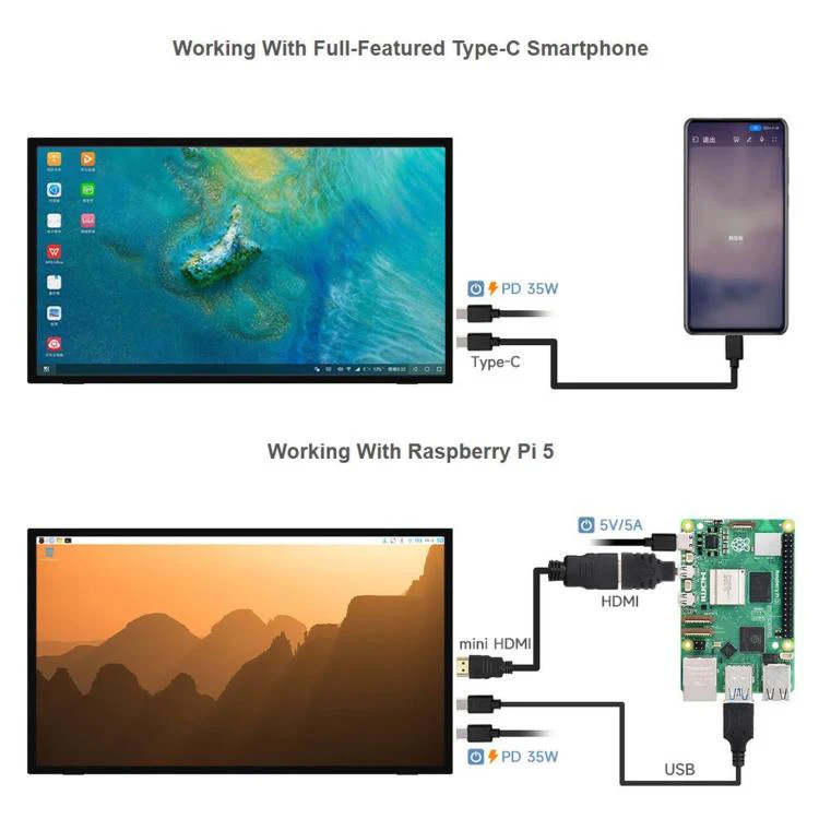 WAVESHARE 21.5inch IPS Touch Monitor With Foldable Stand, 1920 × 1080 Resolution, 144Hz Refresh Rate, 10-Point Capacitive Touch EU Plug - Image 12