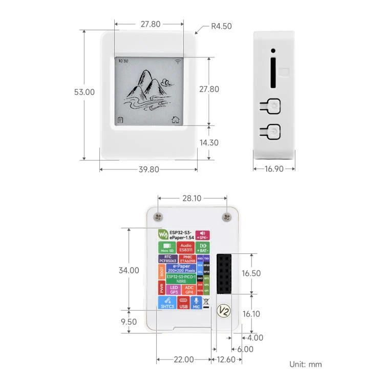 Waveshare 34212 ESP32-S3 Touch 1.54inch E-Paper AIoT Development Board 200 × 200 Resolution Supports Wi-Fi And BLE NO Battery - Image 9
