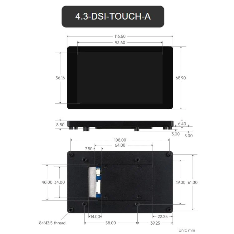 Waveshare 4.3inch DSI Capacitive Touch Display 480 × 800 Resolution, IPS Display Panel - Image 10