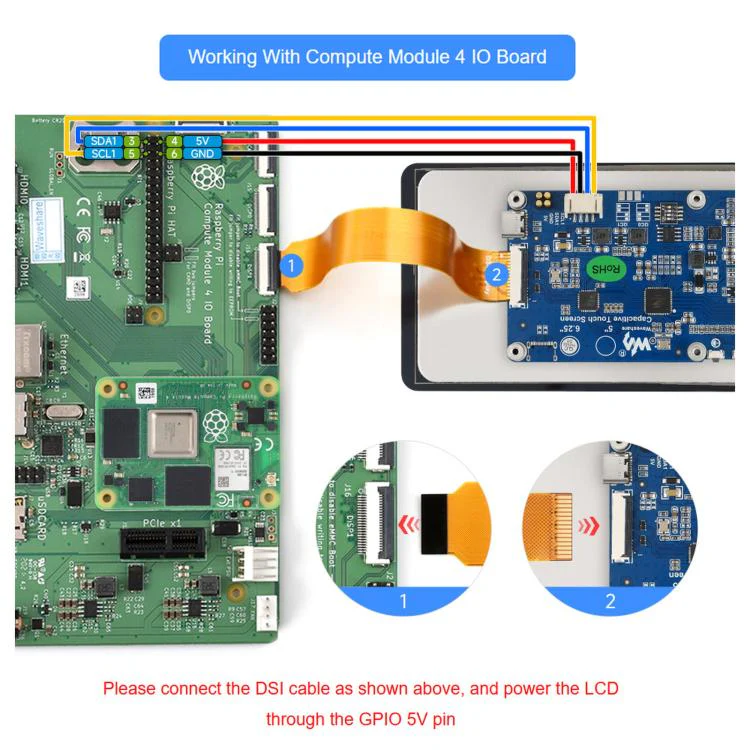 Waveshare 6.25inch DSI Capacitive Touch Display Type B 720 × 1560 Resolution IPS Panel - Image 4