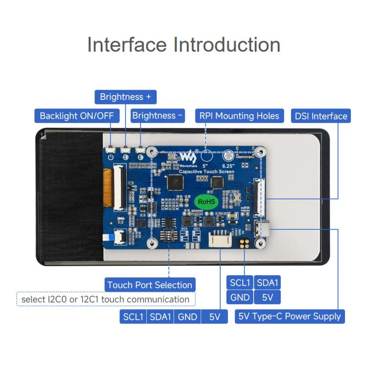 Waveshare 6.25inch DSI Capacitive Touch Display Type B 720 × 1560 Resolution IPS Panel - Image 7