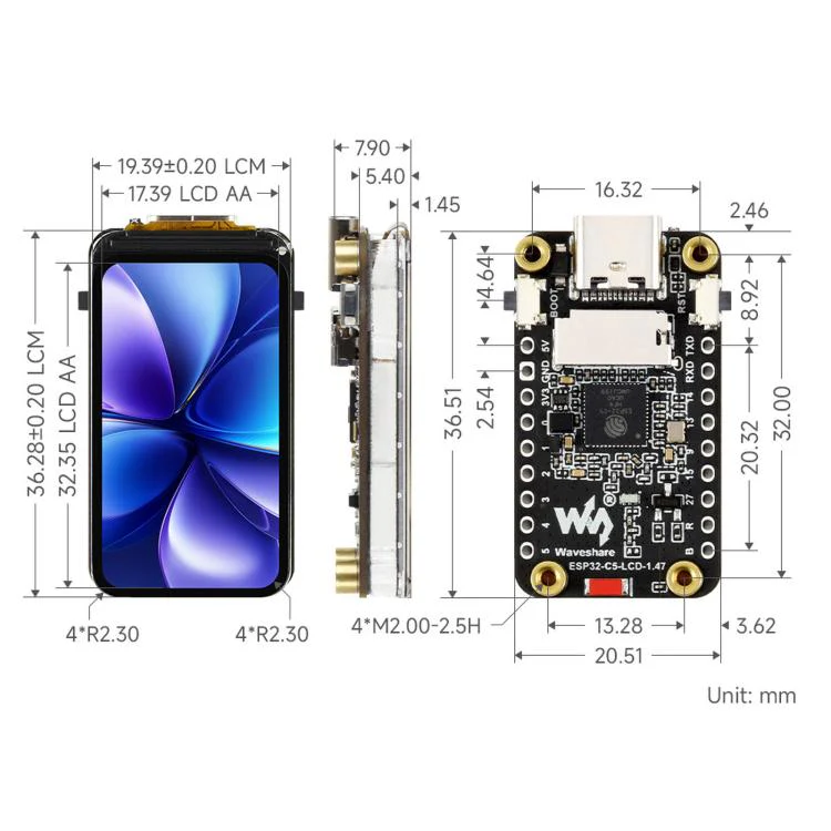 Waveshare ESP32-C5 1.47inch 262K Color LCD Display Development Board Supports Wi-Fi 6 And Bluetooth 5 With Pre-soldered Headers - Image 8