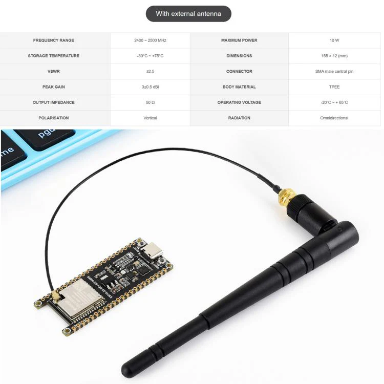 Waveshare ESP32-S3 1U-N16R8 Microcontroller 2.4GHz Wi-Fi Development Board 240MHz Dual Core Processor Without Header - Image 8