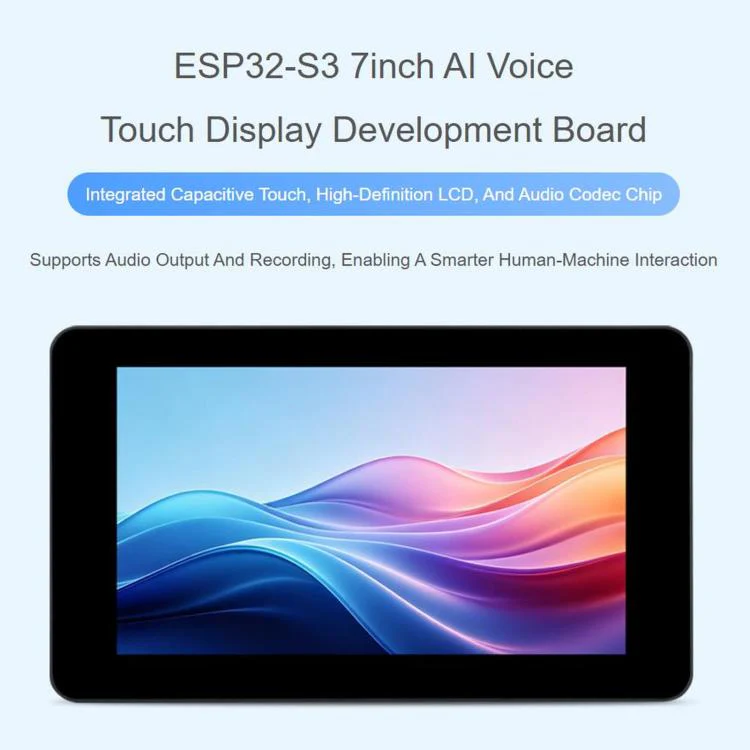 WAVESHARE ESP32-S3 7 Inch AI Voice Touch Display Development Board, 800 × 480 Resolution, 5-Point Touch, IPS Display Panel, Supports 2.4GHz Wi-Fi & BLE 5, Spec: No Battery - Image 2