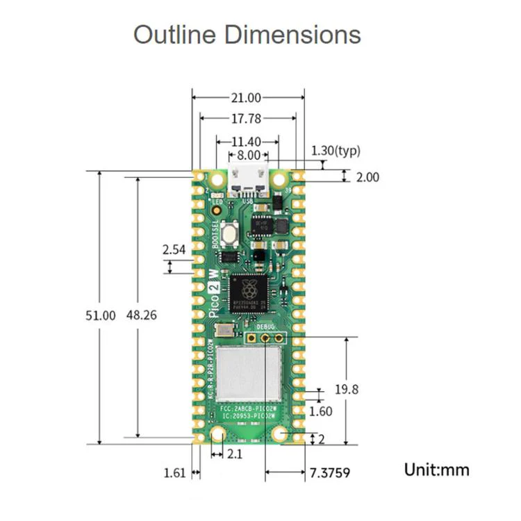 Waveshare For Raspberry Pi Pico / Pico 2 W Microcontroller Development Board(Official Original Version) - Image 2