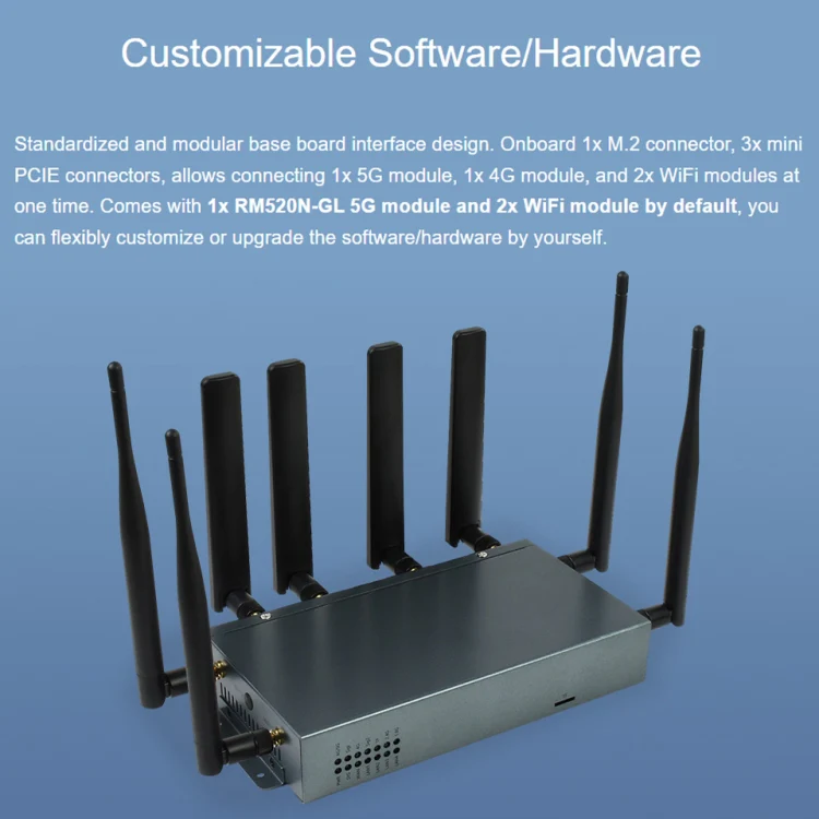 Waveshare RM520N-GL Wireless CPE Industrial 5G Router, Snapdragon X62 Onboard(UK Plug) - Image 10