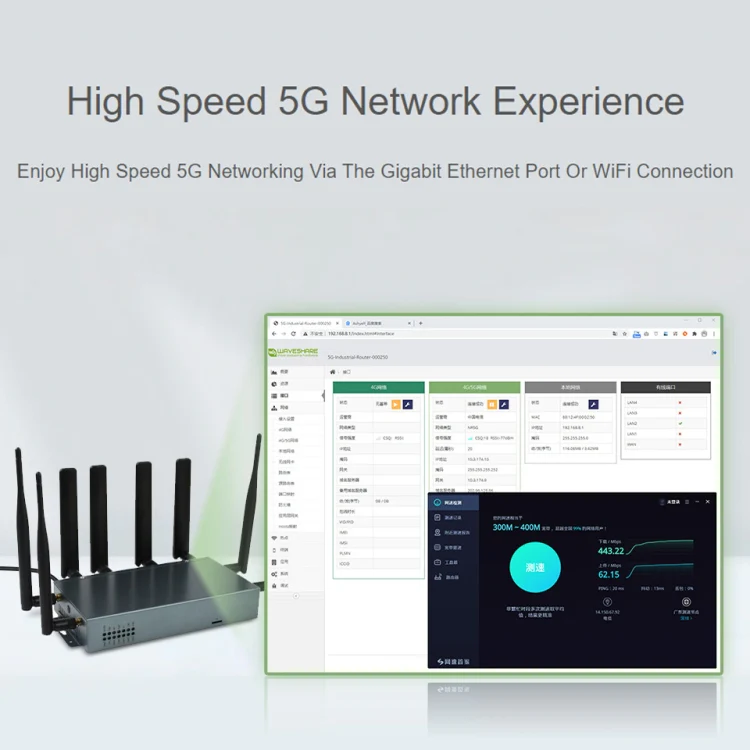 Waveshare RM520N-GL Wireless CPE Industrial 5G Router, Snapdragon X62 Onboard(US Plug) - Image 6