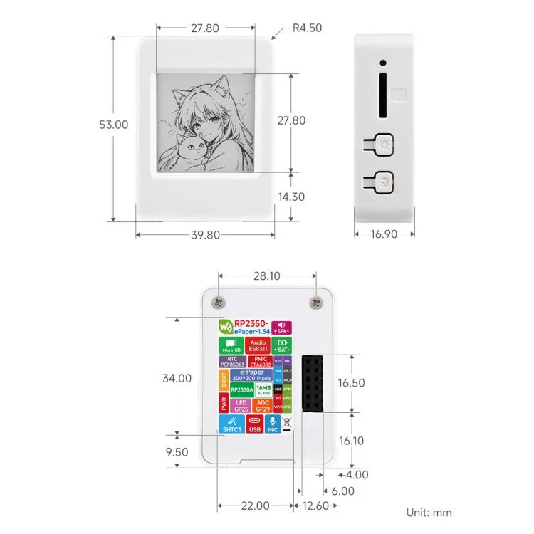 Waveshare RP2350A 1.54inch E-Paper Display Development Board 200 × 200 Resolution, With Touch Control - Image 9