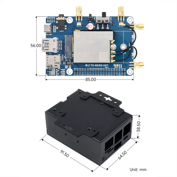 Waveshare SIM8262E-M2 5G HAT For Raspberry Pi, Quad Antennas 5G NSA, 5G/4G/3G Compatible(23254) - Image 3