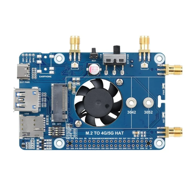 Waveshare SIM8262E-M2 5G HAT For Raspberry Pi, Quad Antennas 5G NSA, 5G/4G/3G Compatible(23254) - Image 4