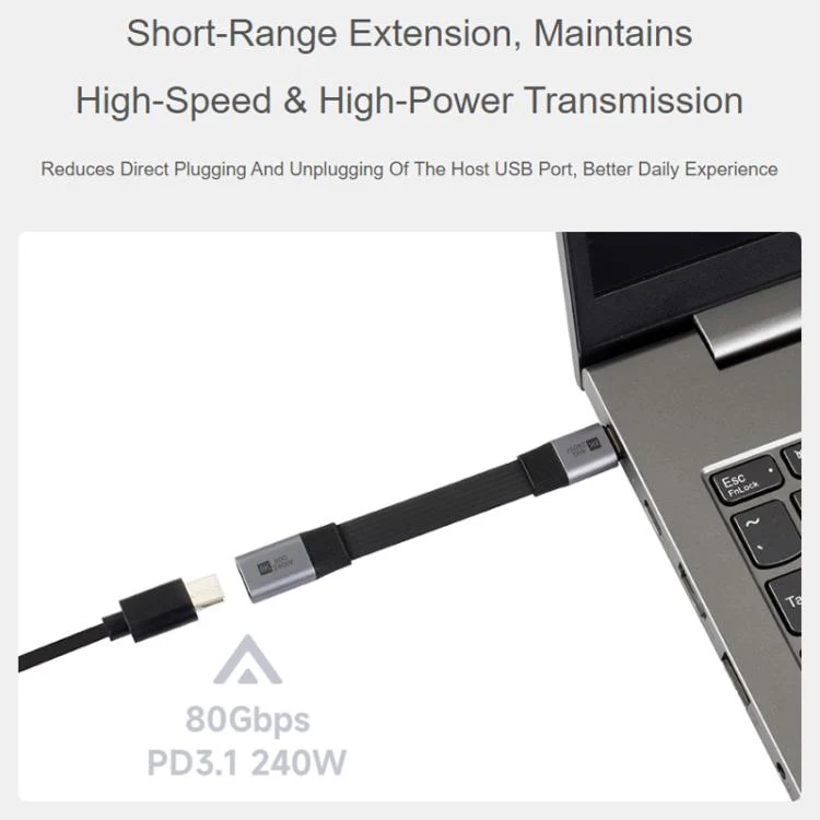 WAVESHARE USB4 V2.0 Type-C Extension Cable 80Gbps High-Definition Video Transmission, Version: 90-Degree Bend Head - Image 4