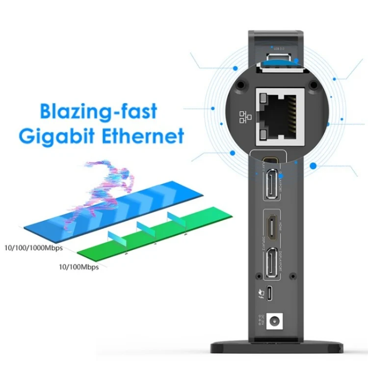 WAVLINK UG69PD5 USB-C HD 60Hz Monitor Adapter Dual 4K Display Docking Station, Plug:UK Plug - Image 3