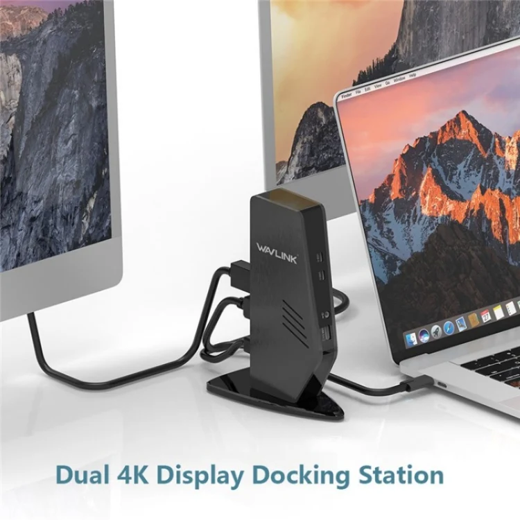WAVLINK UG69PD5 USB-C HD 60Hz Monitor Adapter Dual 4K Display Docking Station, Plug:UK Plug - Image 4