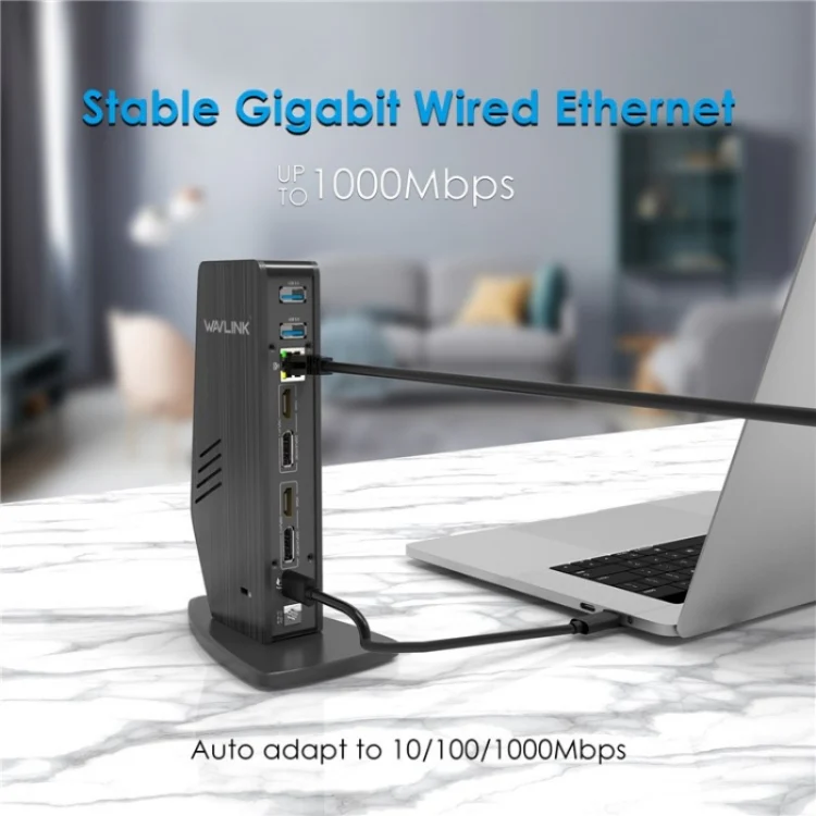 WAVLINK UG69PD5 USB-C HD 60Hz Monitor Adapter Dual 4K Display Docking Station, Plug:US Plug - Image 8