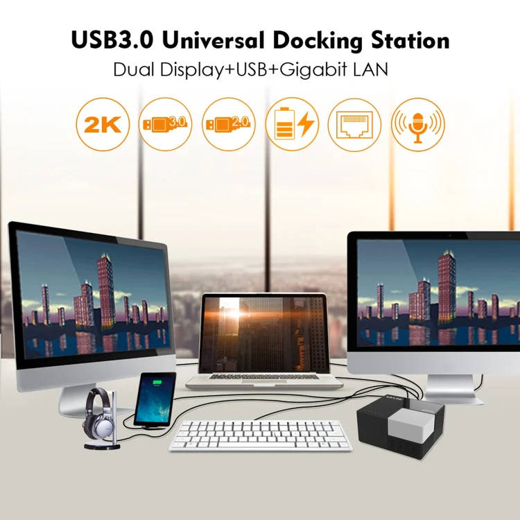 WAVLINK WL-UG39DK3 Fast Charging Gigabit Ethernet Dual Display Video Dock USB 3.0 Hub, Plug:EU Plug - Image 8