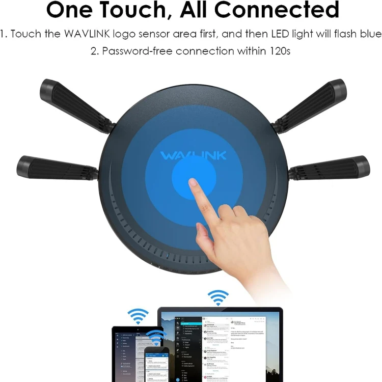 WAVLINK WN531MX3 Wider Coverage AX3000 WiFi 6 Wireless Routers Dual Band Wireless Repeater, Plug:EU Plug - Image 2