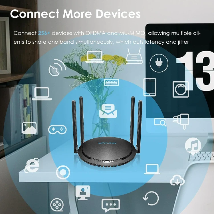 WAVLINK WN531MX3 Wider Coverage AX3000 WiFi 6 Wireless Routers Dual Band Wireless Repeater, Plug:UK Plug - Image 7