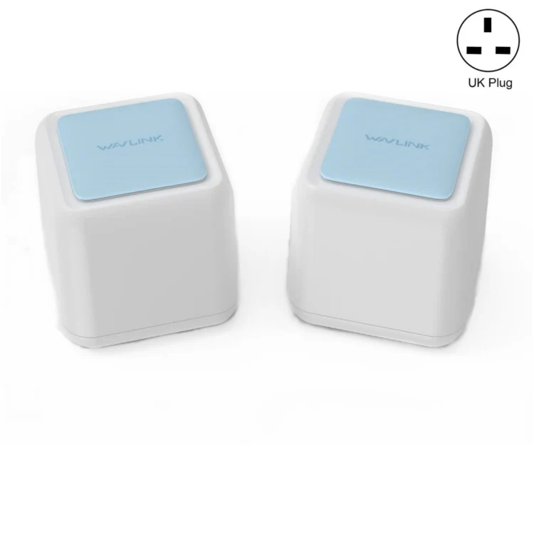 WAVLINK WN535M2 For Home Office 2pcs Mesh Wireless Router AC1200 Dual Band WiFi Signal Booster, Plug:UK Plug
